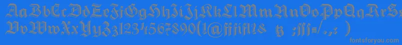 HermannGotischc-Schriftart – Graue Schriften auf blauem Hintergrund