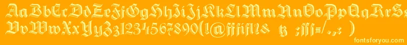 HermannGotischc-Schriftart – Gelbe Schriften auf orangefarbenem Hintergrund