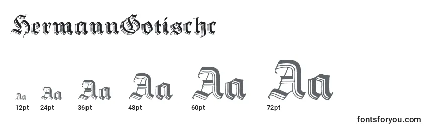 Größen der Schriftart HermannGotischc