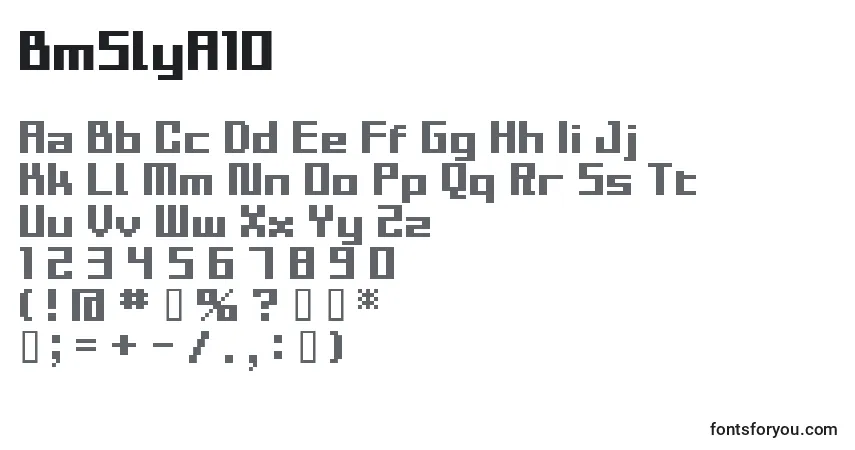 Schriftart BmSlyA10 – Alphabet, Zahlen, spezielle Symbole