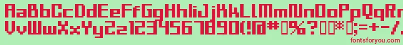 BmSlyA10 Font – Red Fonts on Green Background