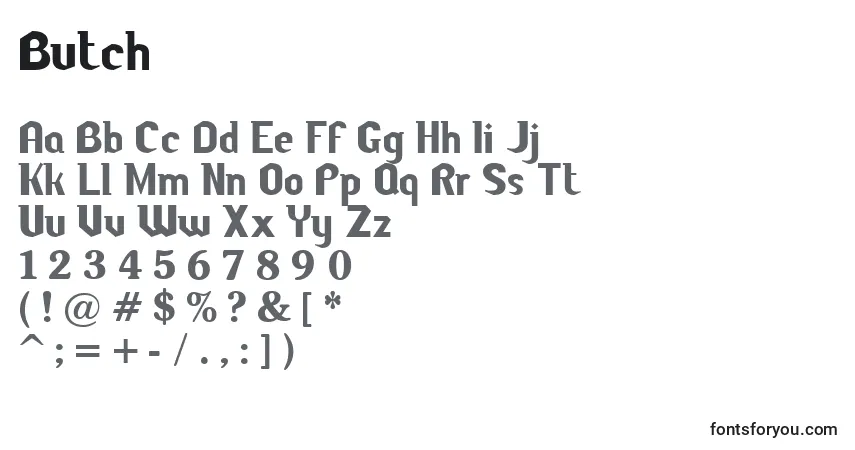 Шрифт Butch – алфавит, цифры, специальные символы