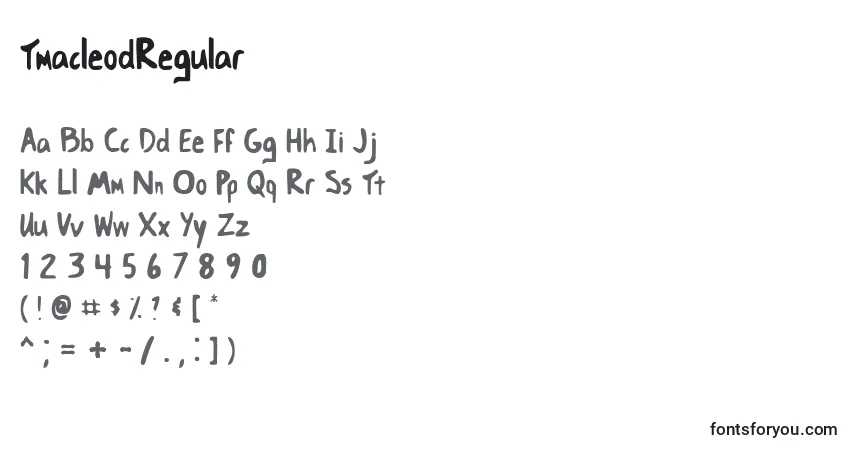 A fonte TmacleodRegular – alfabeto, números, caracteres especiais