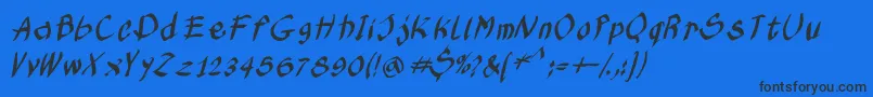 フォントKleinskruschkursiv – 黒い文字の青い背景