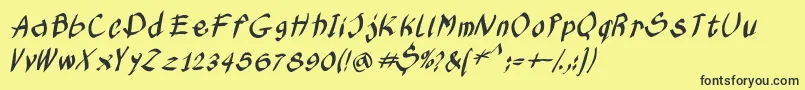 Kleinskruschkursiv Font – Black Fonts on Yellow Background