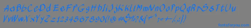 Kleinskruschkursiv-Schriftart – Blaue Schriften auf grauem Hintergrund