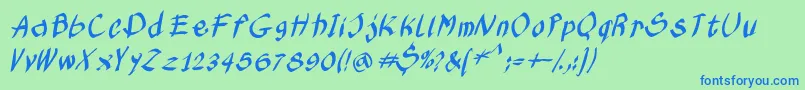 Kleinskruschkursiv Font – Blue Fonts on Green Background