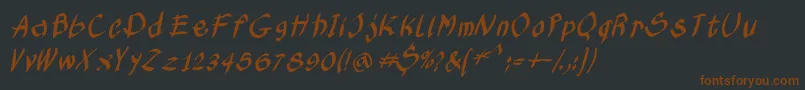 Шрифт Kleinskruschkursiv – коричневые шрифты на чёрном фоне