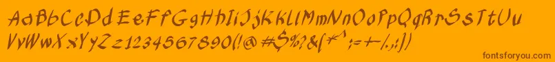 Kleinskruschkursiv Font – Brown Fonts on Orange Background