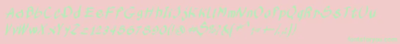 Kleinskruschkursiv Font – Green Fonts on Pink Background