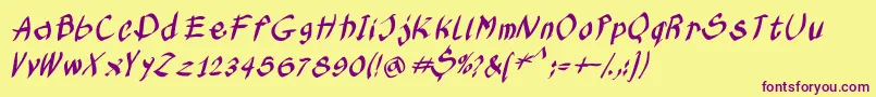 Kleinskruschkursiv Font – Purple Fonts on Yellow Background