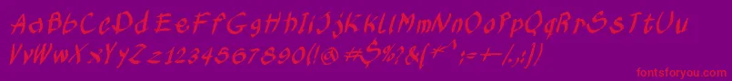 Kleinskruschkursiv Font – Red Fonts on Purple Background