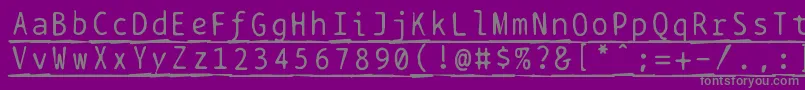 Weitere Informationen zur Bptypewritedamagedunderscored-Schriftart Bptypewritedamagedunderscored-Schriftart – Graue Schriften auf violettem Hintergrund