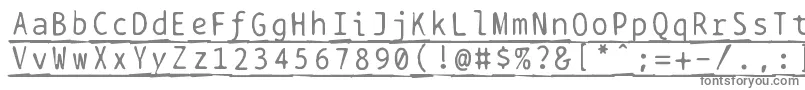 Bptypewritedamagedunderscored-fontti – harmaat kirjasimet valkoisella taustalla