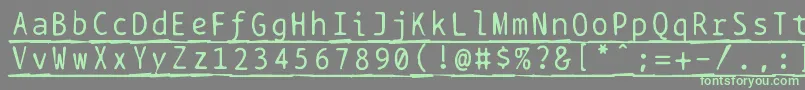 Więcej informacji o czcionce Bptypewritedamagedunderscored Czcionka Bptypewritedamagedunderscored – zielone czcionki na szarym tle