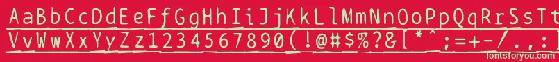 Bptypewritedamagedunderscored Font – Green Fonts on Red Background