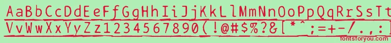 Bptypewritedamagedunderscored Font – Red Fonts on Green Background