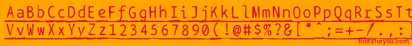 Bptypewritedamagedunderscored Font – Red Fonts on Orange Background