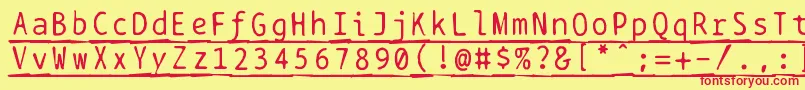フォントBptypewritedamagedunderscored – 赤い文字の黄色い背景