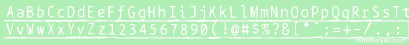 フォントBptypewritedamagedunderscored – 緑の背景に白い文字