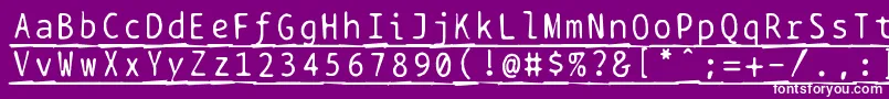 Lisätietoja Bptypewritedamagedunderscored-fontista Bptypewritedamagedunderscored-fontti – valkoiset fontit violetilla taustalla
