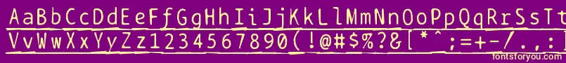 Czcionka Bptypewritedamagedunderscored – żółte czcionki na fioletowym tle