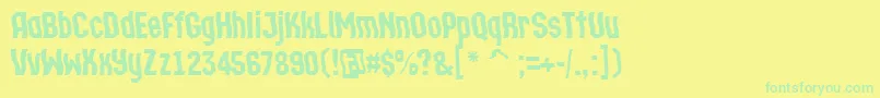 ATechnicswvDemibold Font – Green Fonts on Yellow Background