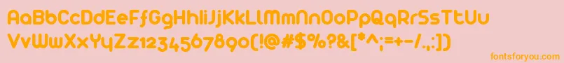 フォントArista – オレンジの文字がピンクの背景にあります。
