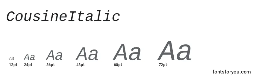 Размеры шрифта CousineItalic