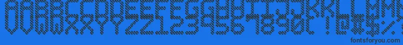 BubblePixel7Hatch-Schriftart – Schwarze Schriften auf blauem Hintergrund