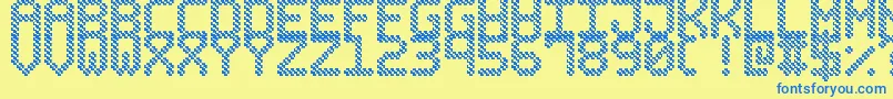 BubblePixel7Hatch Font – Blue Fonts on Yellow Background