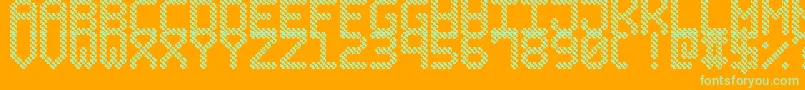 BubblePixel7Hatch-Schriftart – Grüne Schriften auf orangefarbenem Hintergrund