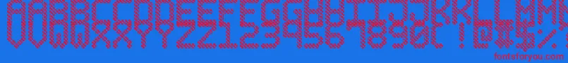 BubblePixel7Hatch-Schriftart – Rote Schriften auf blauem Hintergrund