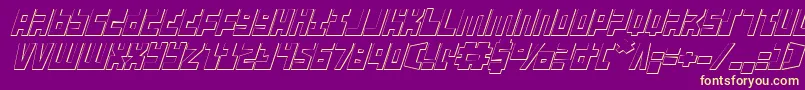 UfoHunter3DItalic-Schriftart – Gelbe Schriften auf violettem Hintergrund