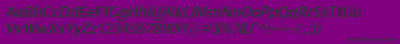 DialogSemiboldItalic-fontti – mustat fontit violetilla taustalla