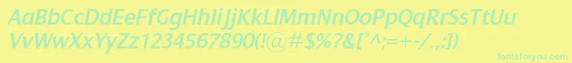 DialogSemiboldItalic Font – Green Fonts on Yellow Background