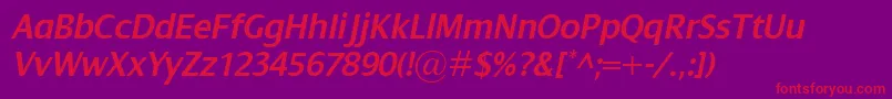 DialogSemiboldItalic Font – Red Fonts on Purple Background