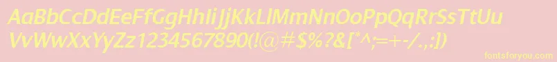 DialogSemiboldItalic-Schriftart – Gelbe Schriften auf rosa Hintergrund