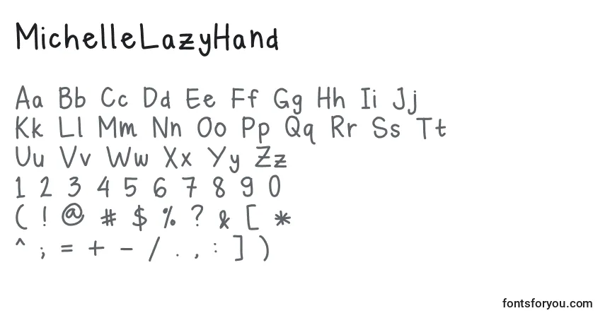 A fonte MichelleLazyHand – alfabeto, números, caracteres especiais