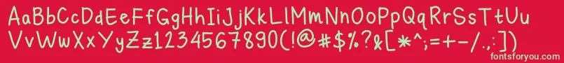 MichelleLazyHand Font – Green Fonts on Red Background