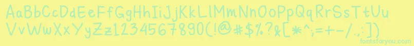 MichelleLazyHand Font – Green Fonts on Yellow Background