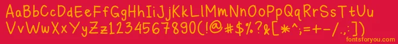 フォントMichelleLazyHand – 赤い背景にオレンジの文字