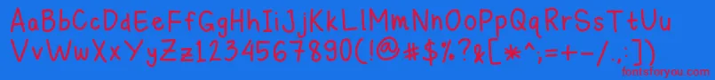 MichelleLazyHand Font – Red Fonts on Blue Background