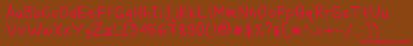 フォントMichelleLazyHand – 赤い文字が茶色の背景にあります。