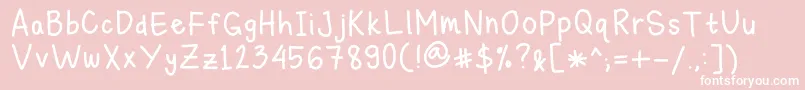 MichelleLazyHand-fontti – valkoiset fontit vaaleanpunaisella taustalla
