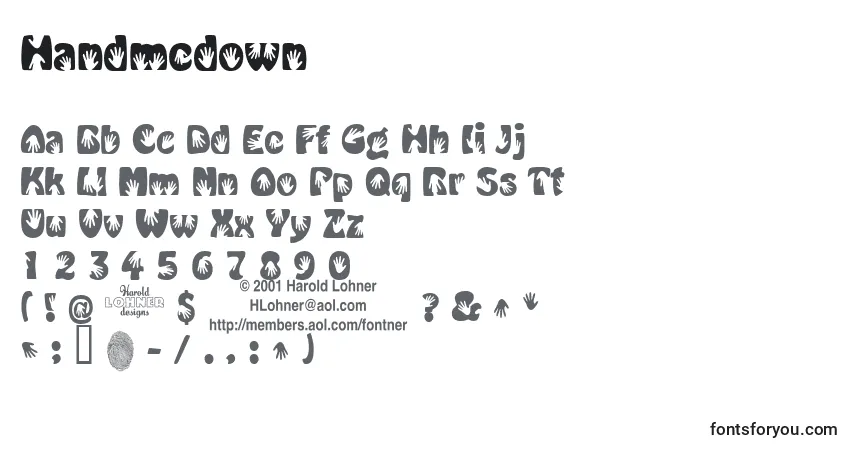 A fonte Handmedown – alfabeto, números, caracteres especiais