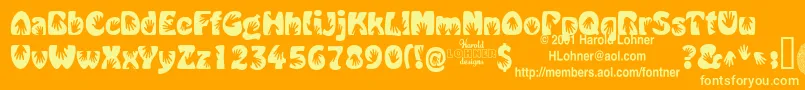Handmedown Font – Yellow Fonts on Orange Background
