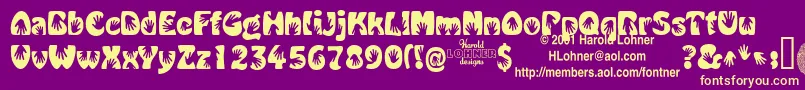 Handmedown Font – Yellow Fonts on Purple Background