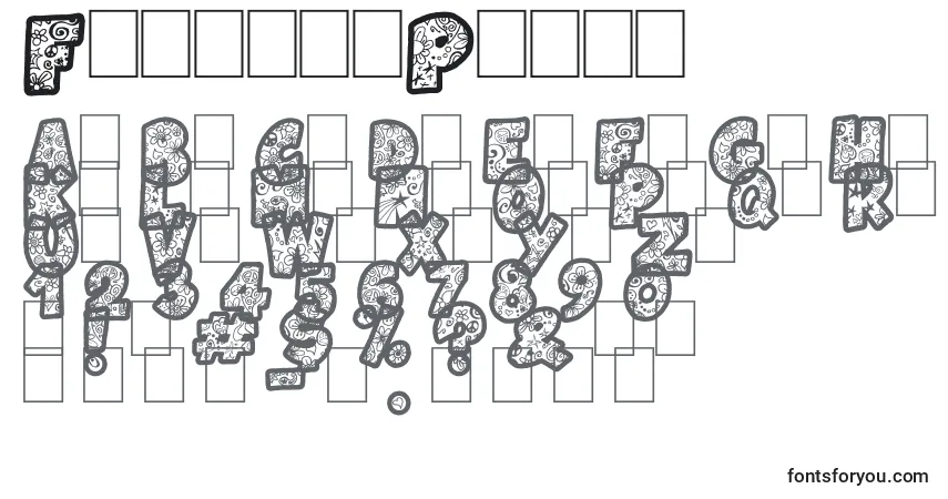 Czcionka FlowersPower – alfabet, cyfry, specjalne znaki