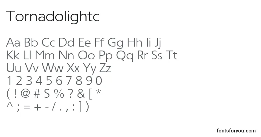 Шрифт Tornadolightc – алфавит, цифры, специальные символы